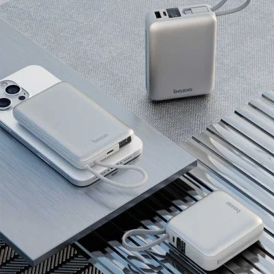 Bazic Gopower Fusion Mini 20K, 3In1 20000Mah Powerbank With Built-In Usb-C And Lightning Cable - Pebble